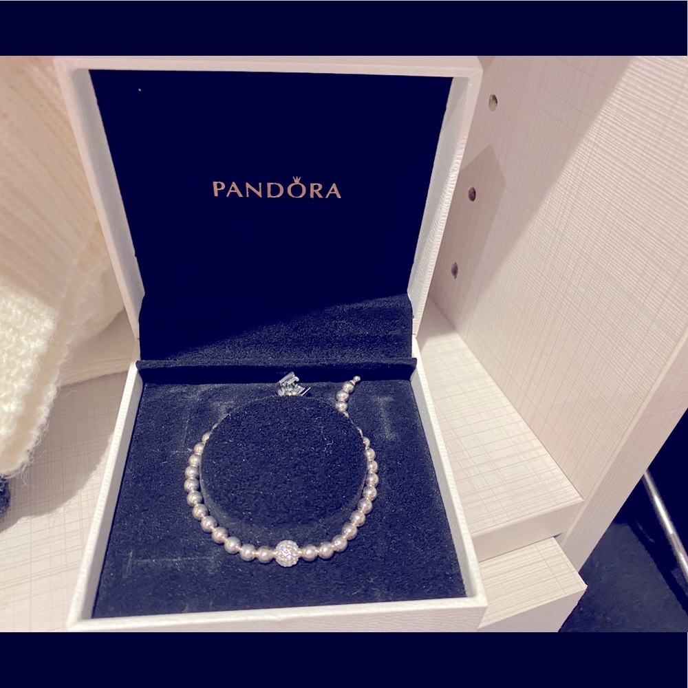 Pandora Bead and Pave silver bracelet